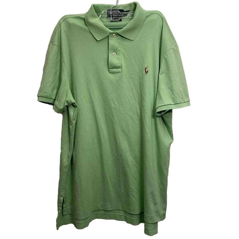 Polo Ralph Lauren Shirt Large L Neon Green Pima Interlock Multi Color Pony Golf